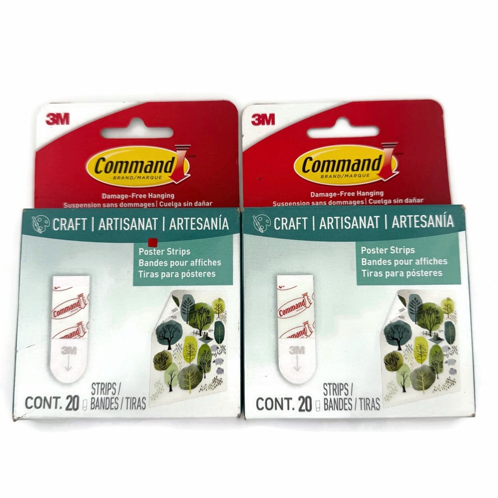 3M Command White Poster Strips - Set of 2 Packs